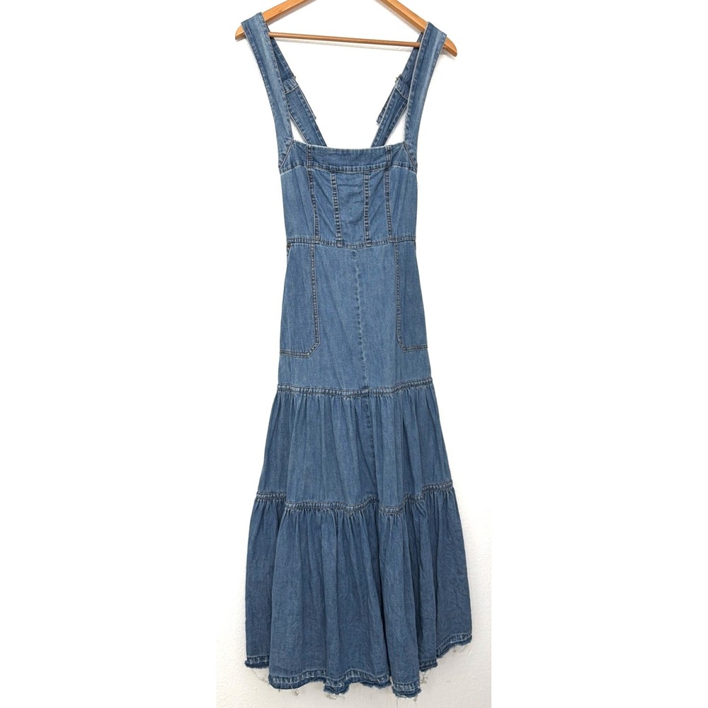 Free People Dress Womens Size 4 Sierra Madre Denim Raw Hem (Belt Not Included)